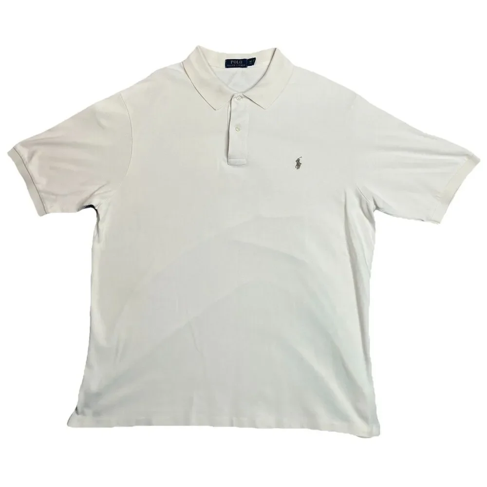 Polo Ralph Lauren Polo Shirt Mens XLT Cream Cotton Flesh Pony Classic Preppy